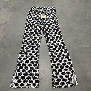 QED London Women's Floral Wide Leg Pants Size 14 NWT Black/White